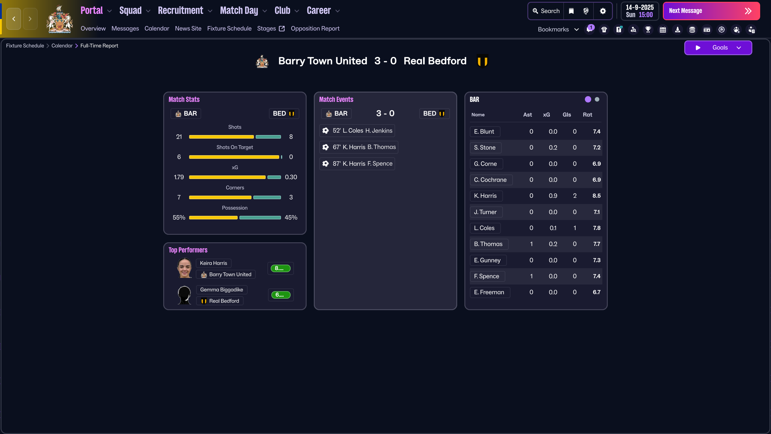 Barry vs Real Bedford