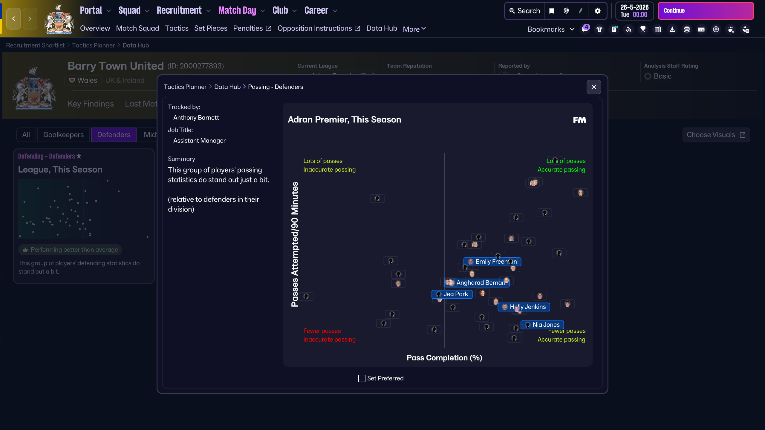 Defender passing - Season 1