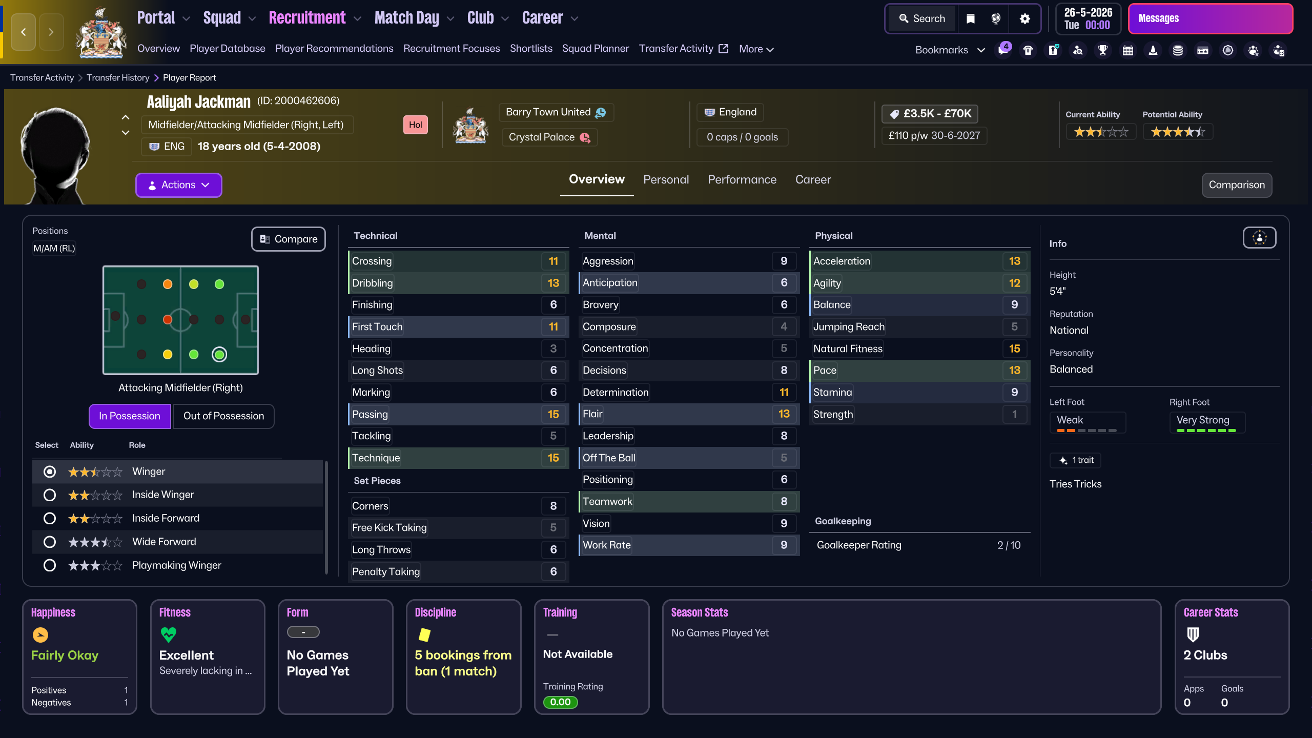 Jackman player profile