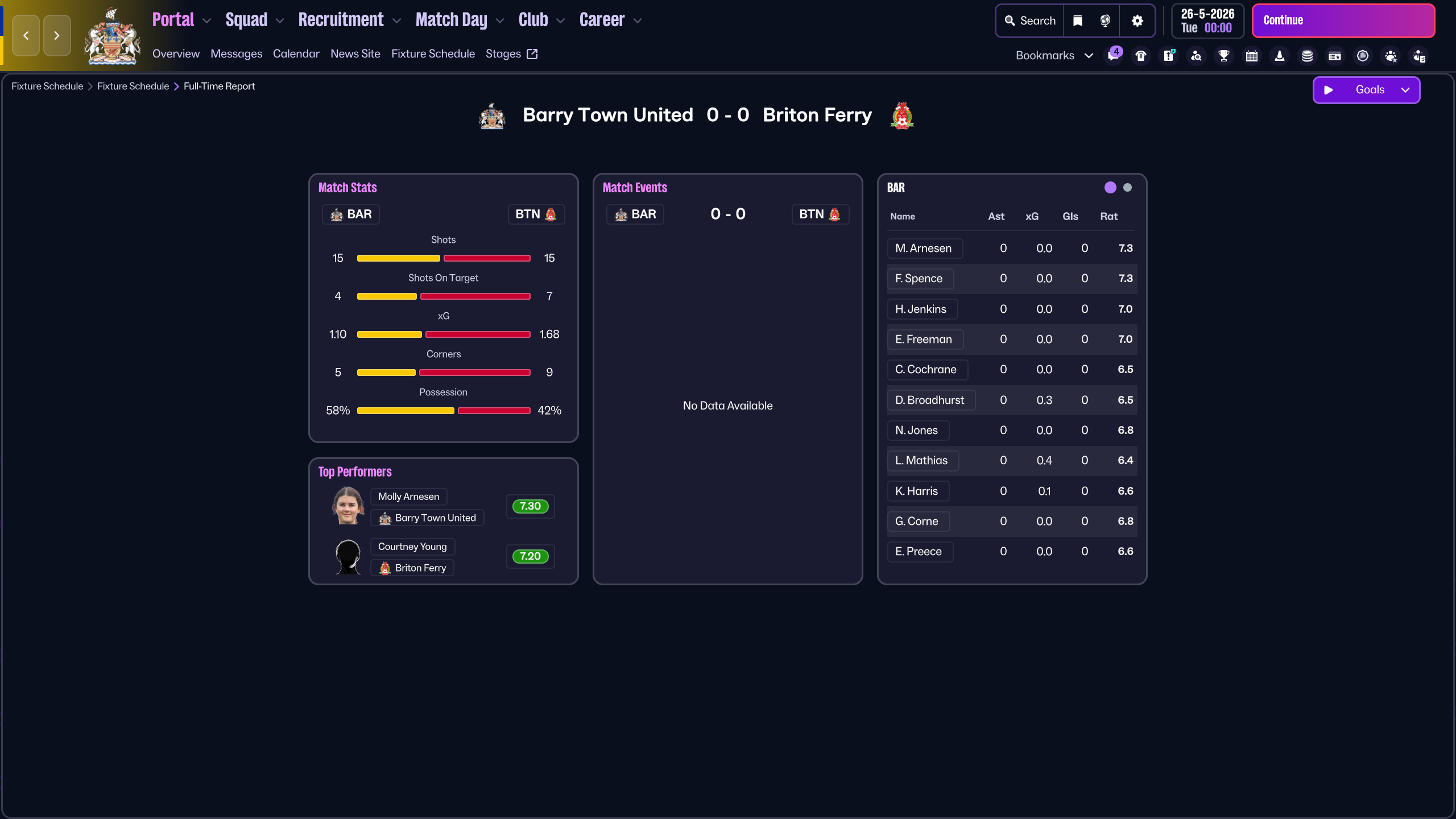 Barry Town United vs Briton - match screenshot